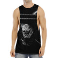 Monochrome Rhinoceros Ratsnake Print Men's Muscle Tank Top