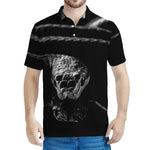 Monochrome Rhinoceros Ratsnake Print Men's Polo Shirt