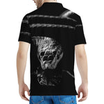 Monochrome Rhinoceros Ratsnake Print Men's Polo Shirt