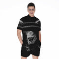 Monochrome Rhinoceros Ratsnake Print Men's Romper