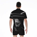 Monochrome Rhinoceros Ratsnake Print Men's Rompers