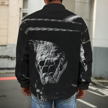 Monochrome Rhinoceros Ratsnake Print Men's Shirt Jacket