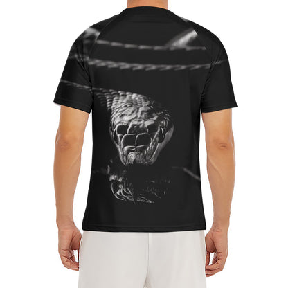 Monochrome Rhinoceros Ratsnake Print Men's Short Sleeve Rash Guard