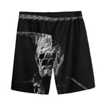 Monochrome Rhinoceros Ratsnake Print Men's Sports Shorts