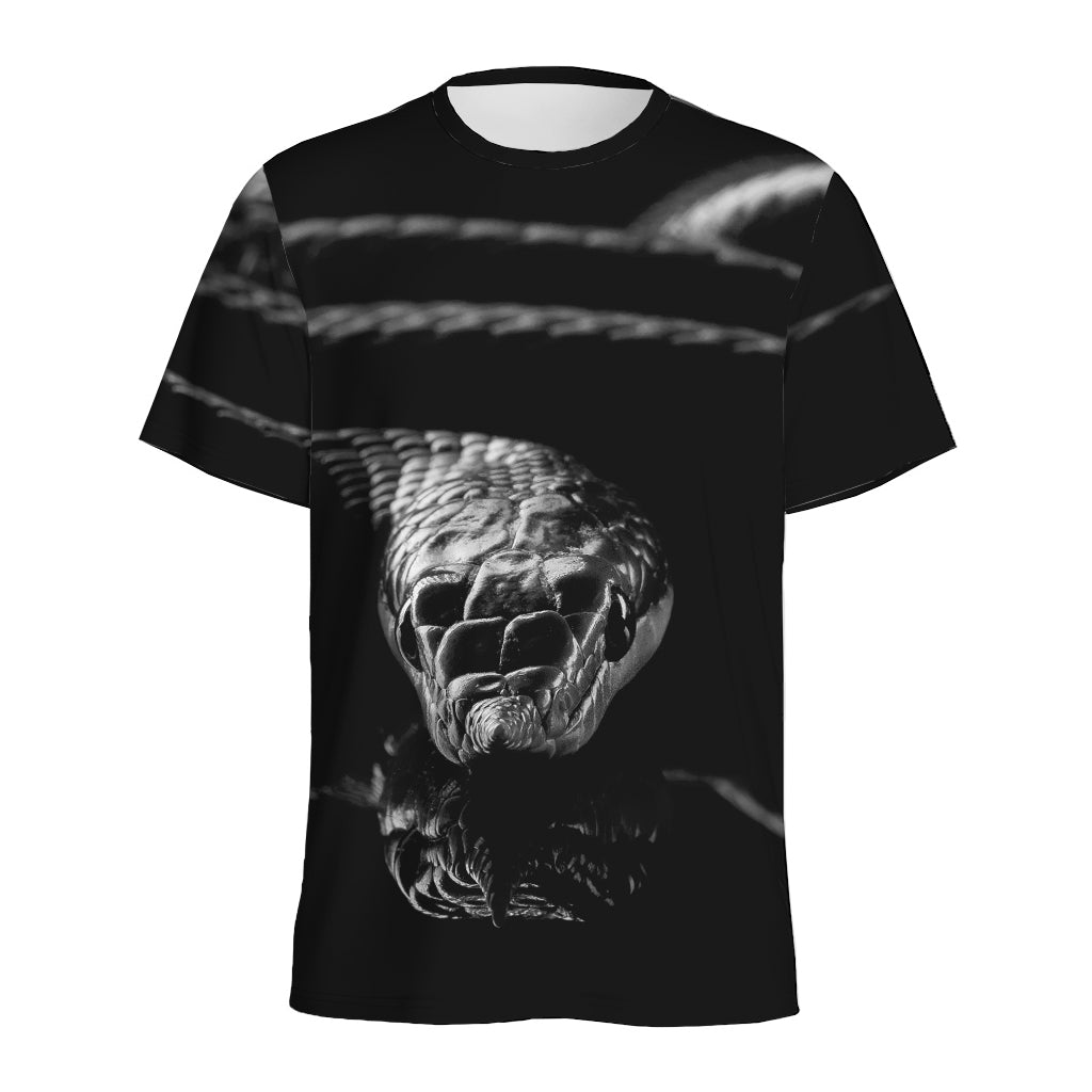 Monochrome Rhinoceros Ratsnake Print Men's Sports T-Shirt