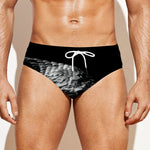 Monochrome Rhinoceros Ratsnake Print Men's Swim Briefs