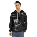 Monochrome Rhinoceros Ratsnake Print Men's Velvet Pullover Hoodie
