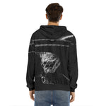 Monochrome Rhinoceros Ratsnake Print Men's Velvet Pullover Hoodie