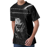 Monochrome Rhinoceros Ratsnake Print Men's Velvet T-Shirt