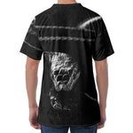 Monochrome Rhinoceros Ratsnake Print Men's Velvet T-Shirt