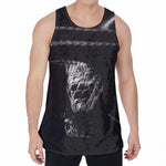 Monochrome Rhinoceros Ratsnake Print Men's Velvet Tank Top