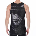 Monochrome Rhinoceros Ratsnake Print Men's Velvet Tank Top