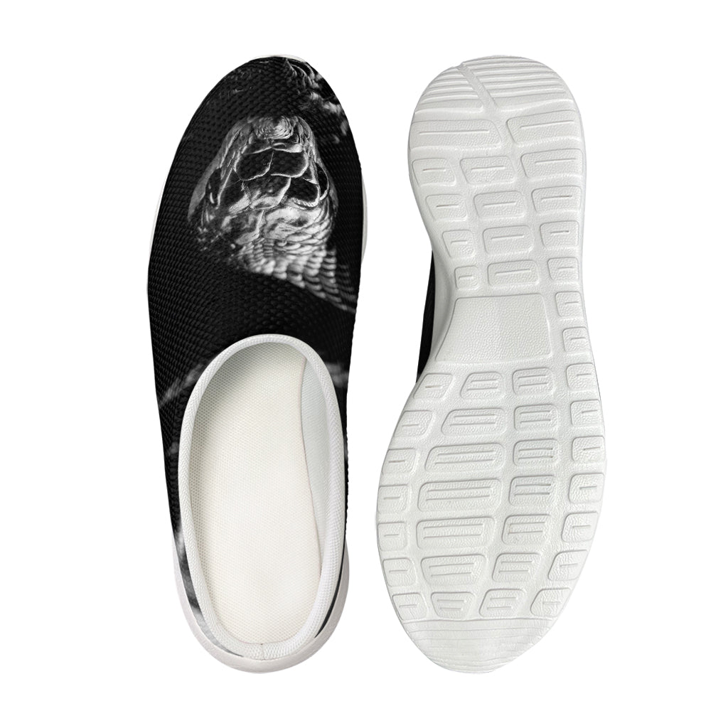 Monochrome Rhinoceros Ratsnake Print Mesh Casual Shoes