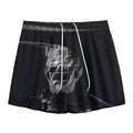 Monochrome Rhinoceros Ratsnake Print Mesh Shorts