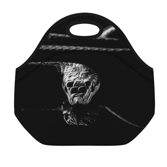 Monochrome Rhinoceros Ratsnake Print Neoprene Lunch Bag