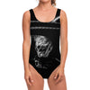 Monochrome Rhinoceros Ratsnake Print One Piece Swimsuit