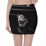 Monochrome Rhinoceros Ratsnake Print Pencil Mini Skirt