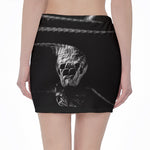 Monochrome Rhinoceros Ratsnake Print Pencil Mini Skirt