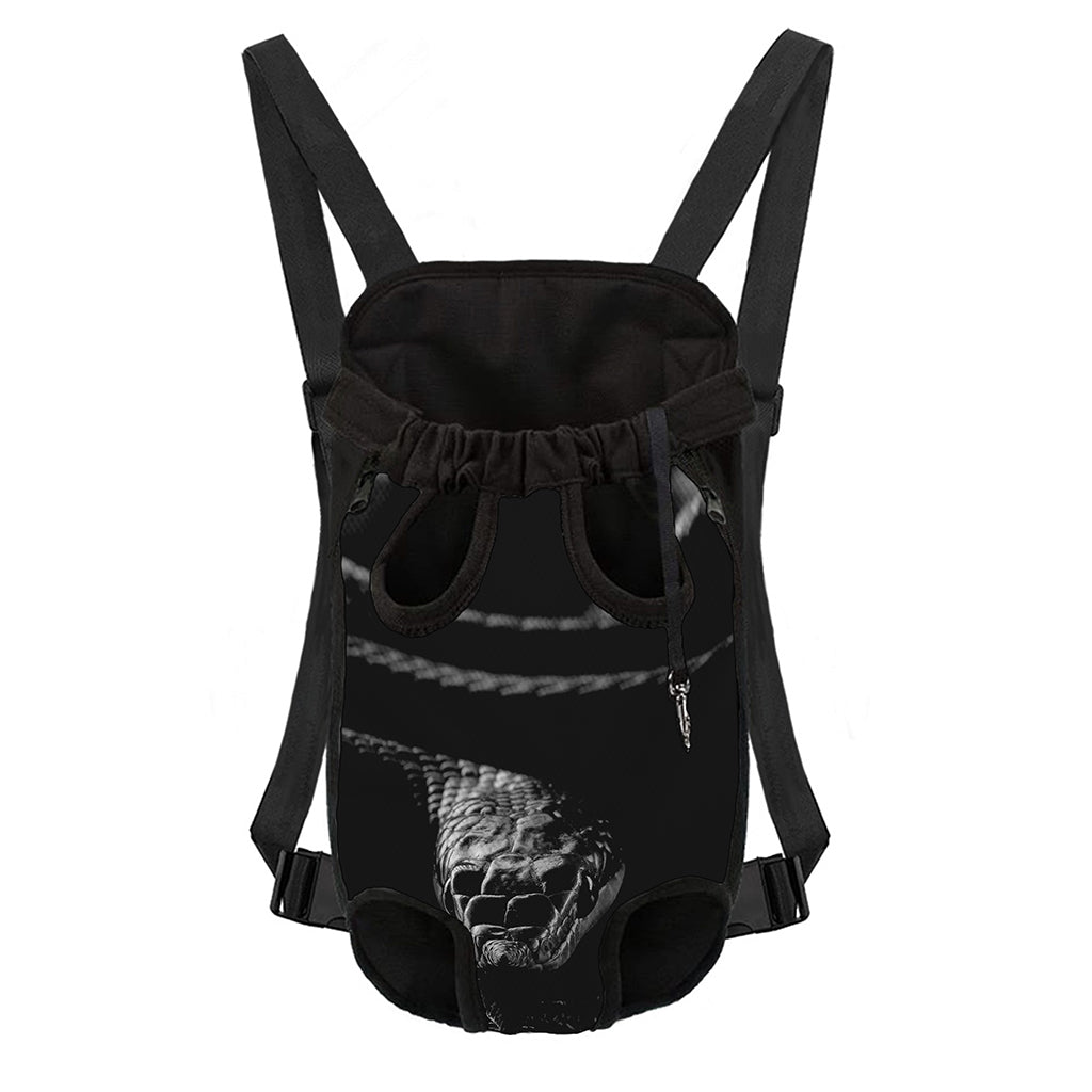 Monochrome Rhinoceros Ratsnake Print Pet Carrier Backpack