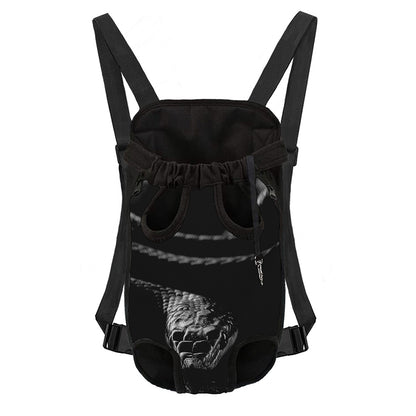 Monochrome Rhinoceros Ratsnake Print Pet Carrier Backpack