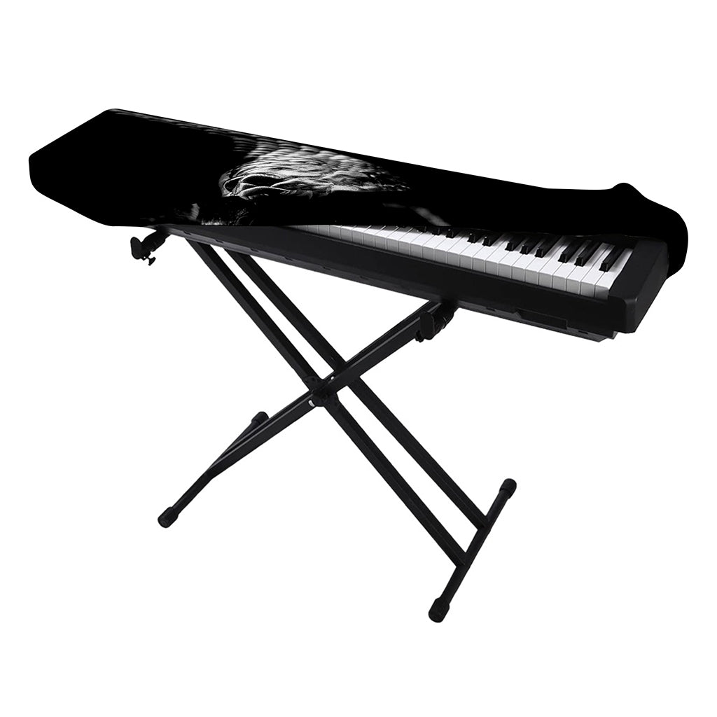 Monochrome Rhinoceros Ratsnake Print Piano Keyboard Cover