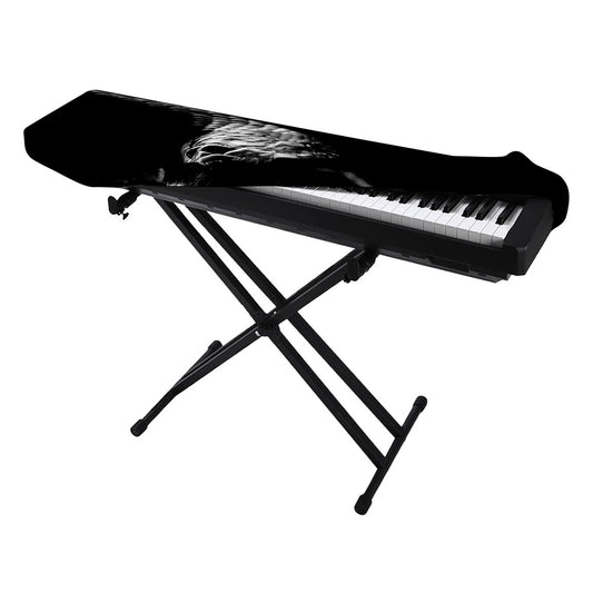Monochrome Rhinoceros Ratsnake Print Piano Keyboard Cover