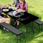 Monochrome Rhinoceros Ratsnake Print Picnic Table Cover