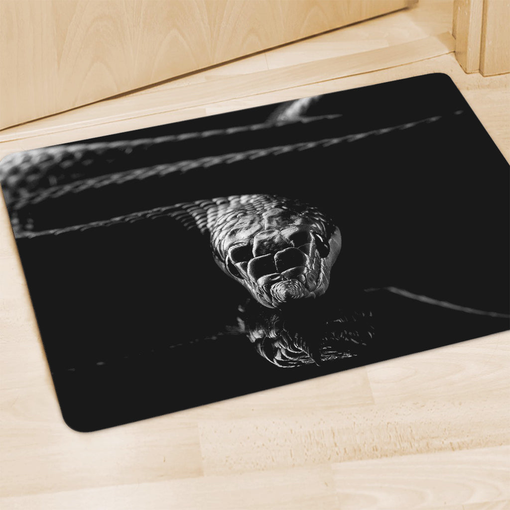 Monochrome Rhinoceros Ratsnake Print Polyester Doormat