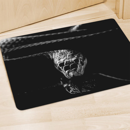 Monochrome Rhinoceros Ratsnake Print Polyester Doormat