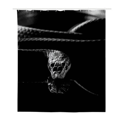 Monochrome Rhinoceros Ratsnake Print Polyester Shower Curtain