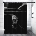 Monochrome Rhinoceros Ratsnake Print Premium Shower Curtain