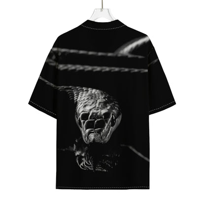 Monochrome Rhinoceros Ratsnake Print Rayon Hawaiian Shirt