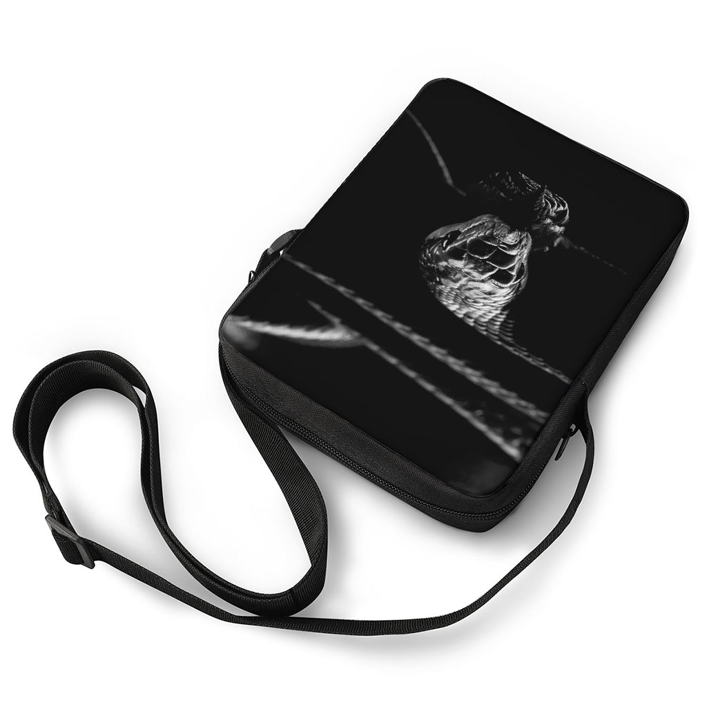 Monochrome Rhinoceros Ratsnake Print Rectangular Crossbody Bag