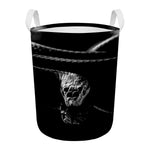 Monochrome Rhinoceros Ratsnake Print Round Laundry Basket