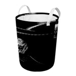 Monochrome Rhinoceros Ratsnake Print Round Laundry Basket