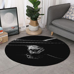 Monochrome Rhinoceros Ratsnake Print Round Rug