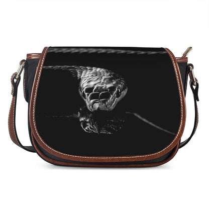 Monochrome Rhinoceros Ratsnake Print Saddle Bag