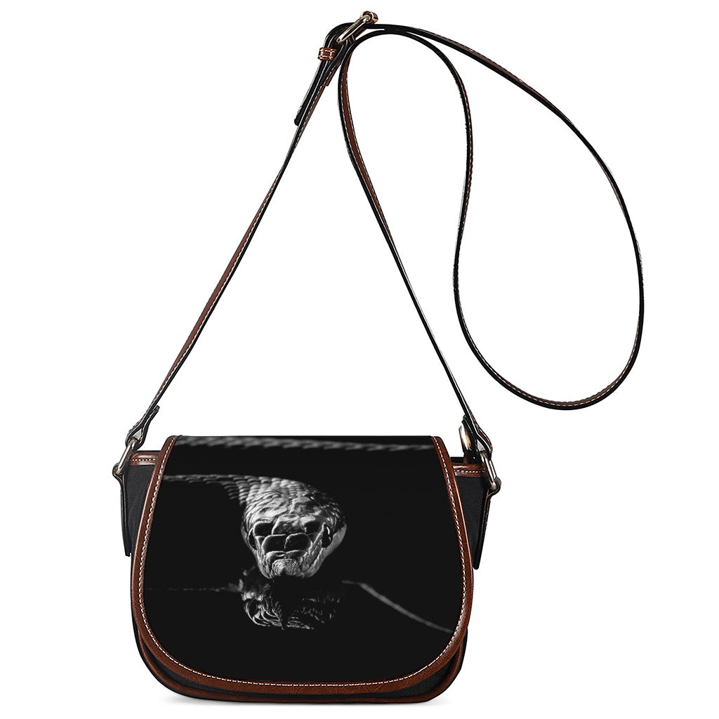 Monochrome Rhinoceros Ratsnake Print Saddle Bag