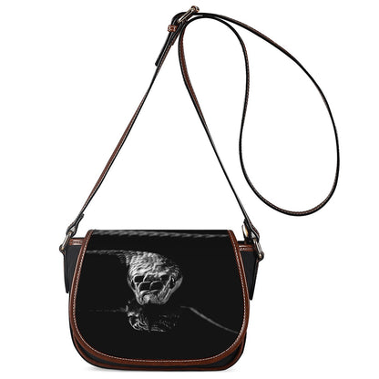 Monochrome Rhinoceros Ratsnake Print Saddle Bag