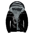 Monochrome Rhinoceros Ratsnake Print Sherpa Lined Zip Up Hoodie
