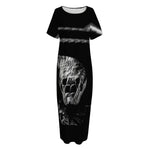 Monochrome Rhinoceros Ratsnake Print Short Sleeve Long Nightdress