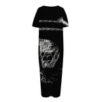 Monochrome Rhinoceros Ratsnake Print Short Sleeve Long Nightdress