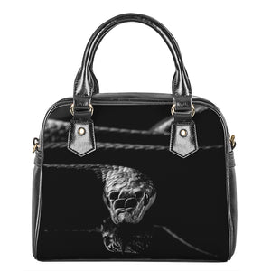 Monochrome Rhinoceros Ratsnake Print Shoulder Handbag