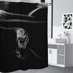 Monochrome Rhinoceros Ratsnake Print Shower Curtain