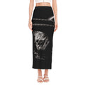 Monochrome Rhinoceros Ratsnake Print Side Slit Maxi Skirt