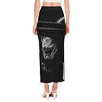 Monochrome Rhinoceros Ratsnake Print Side Slit Maxi Skirt