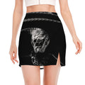 Monochrome Rhinoceros Ratsnake Print Side Slit Mini Skirt
