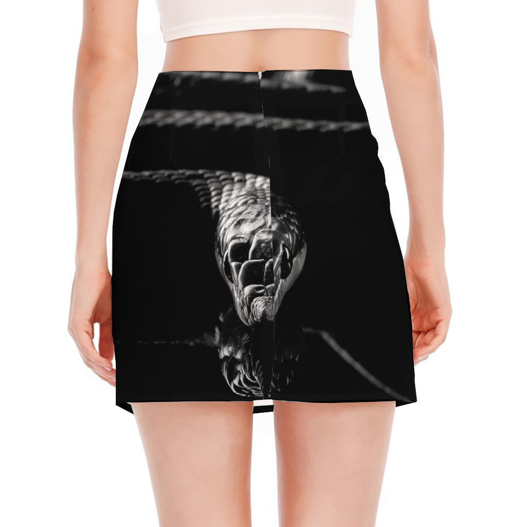 Monochrome Rhinoceros Ratsnake Print Side Slit Mini Skirt