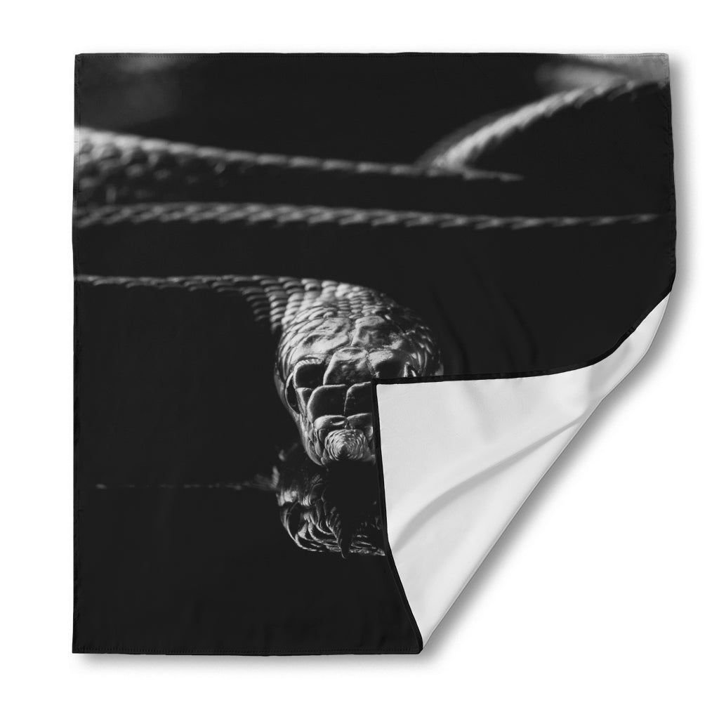 Monochrome Rhinoceros Ratsnake Print Silk Bandana