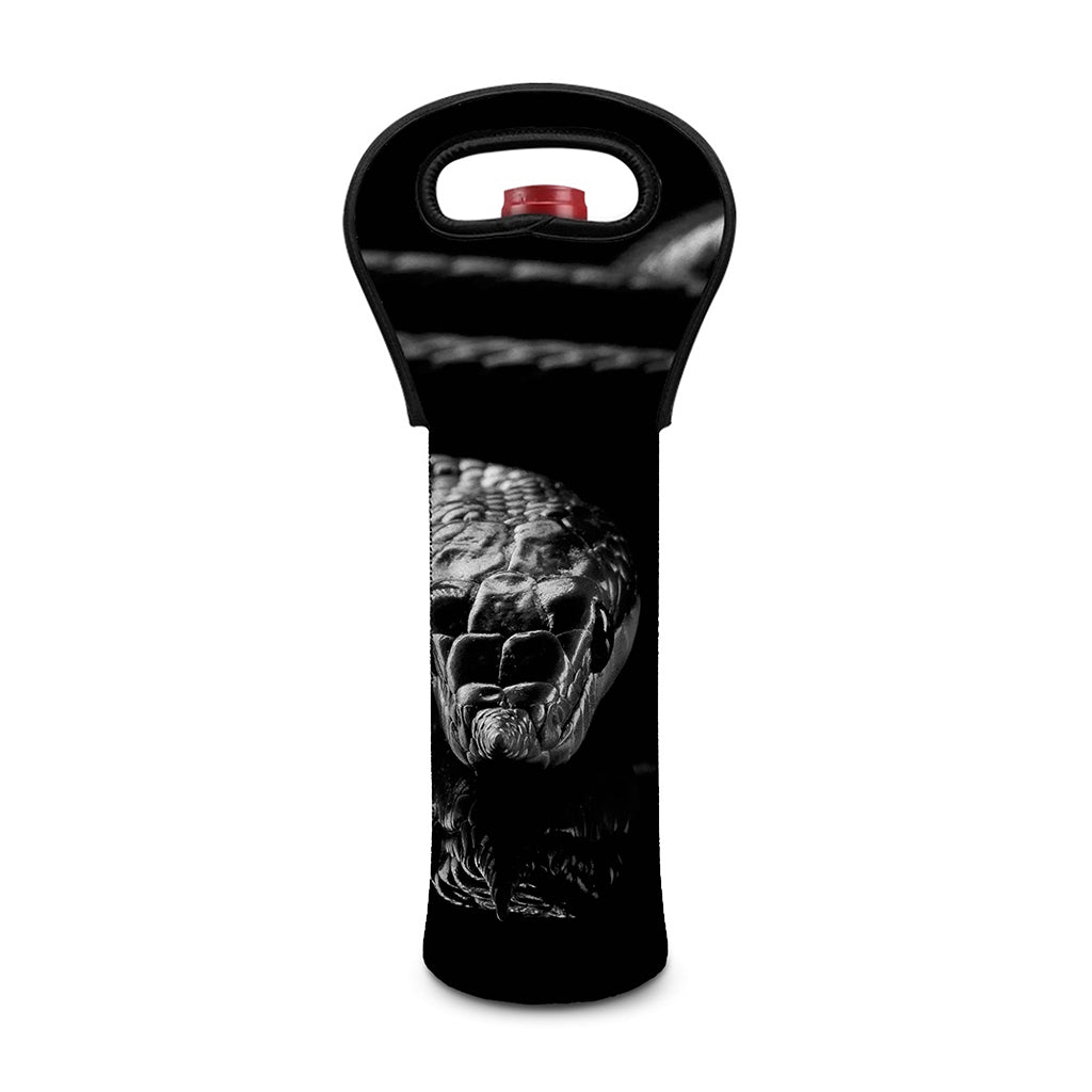 Monochrome Rhinoceros Ratsnake Print Single Neoprene Wine Tote